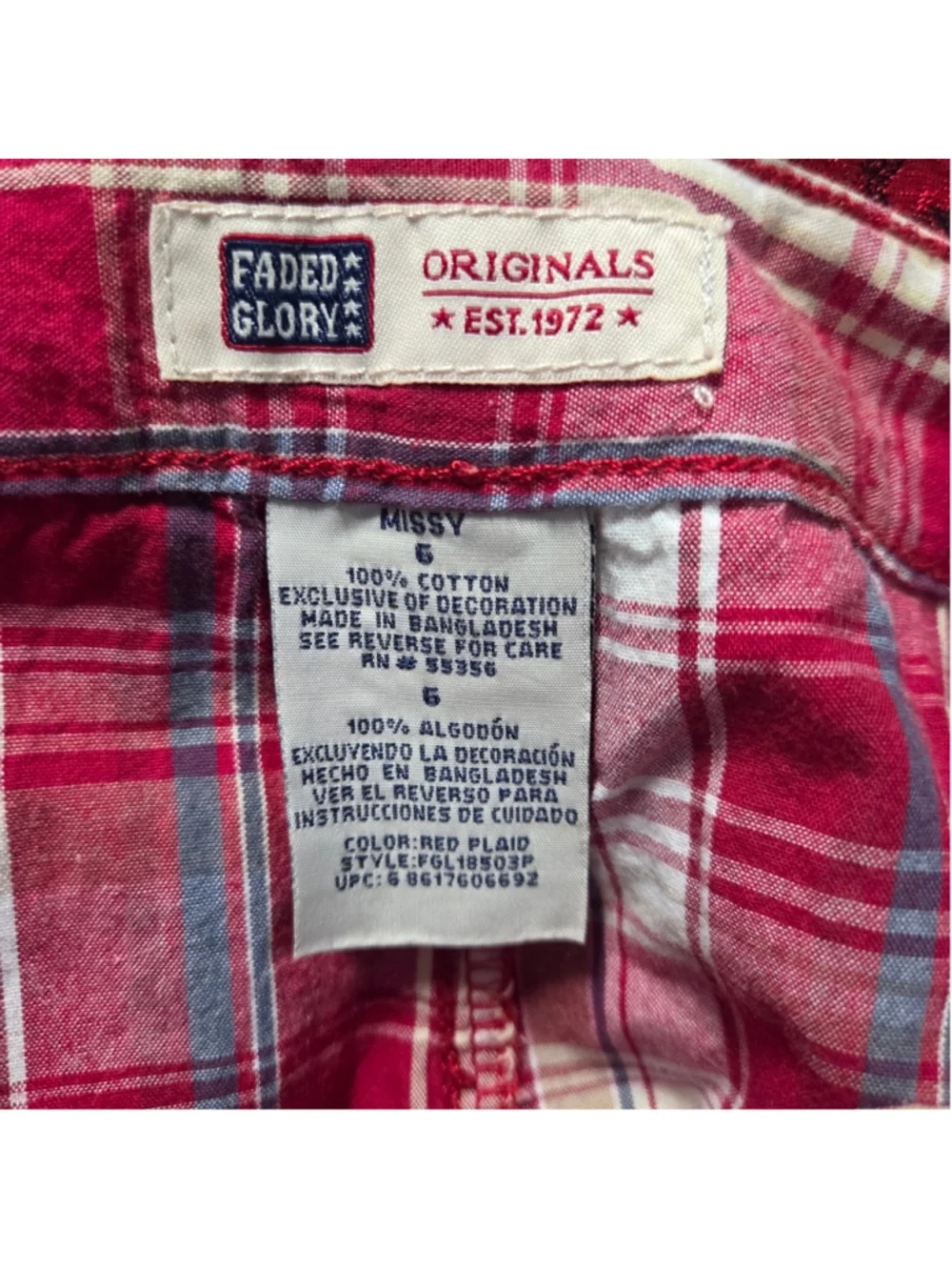 Red Plaid Skort Size 6 Rockstar Girlfriend y2k McBling Kindercore Thrift-core